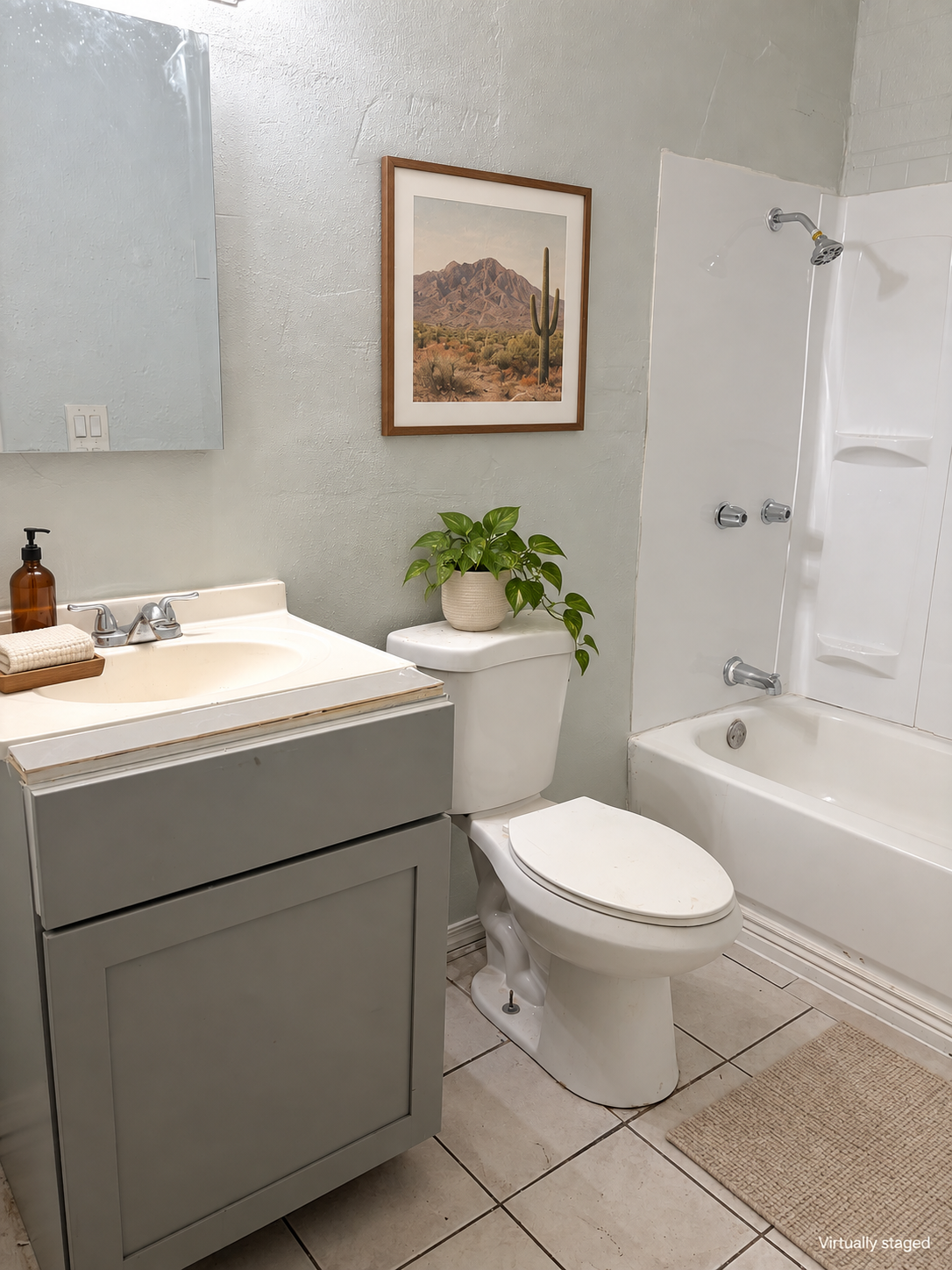 Virtually staged bathroom at 6454 South 22nd Street.